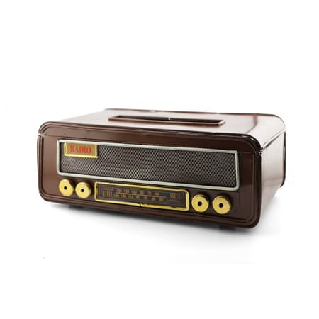 1pc Retro Luxury Metal Tissue Box, Radio Design -image
