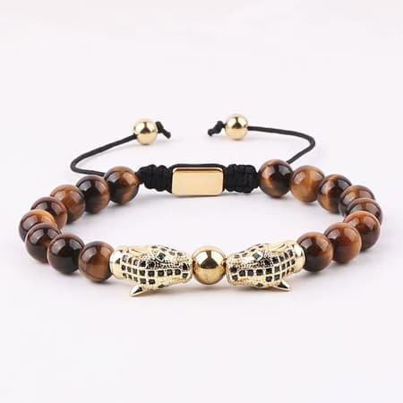 High Quality 8mm Natural Stone Tiger Eye Beaded CZ -image