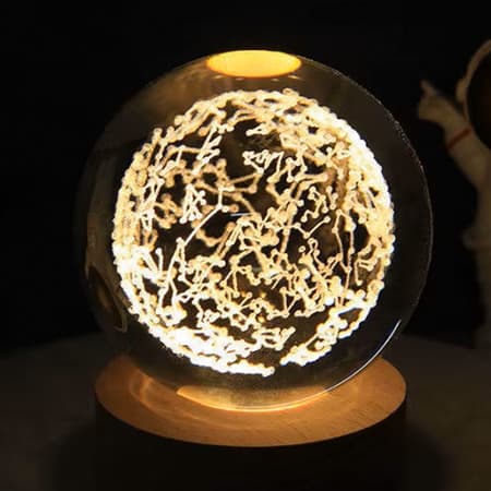 3d Laser Crystal Ball with LED Lighting Wood Base-image
