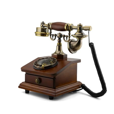 Antique wooden telephone with drawer-image
